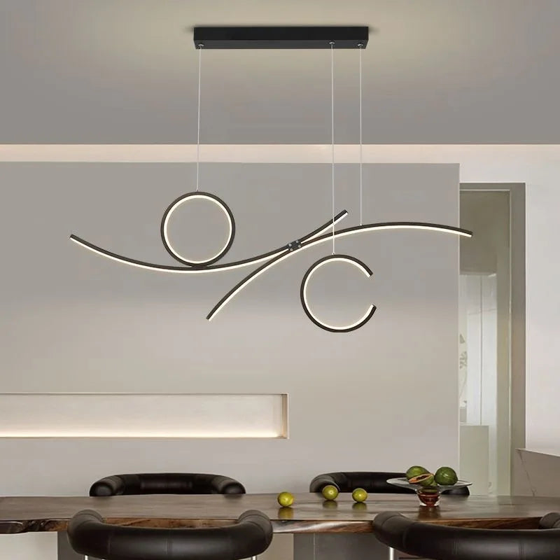 Modern LED ceiling light with wave design for stylish interiors 2024 - vue 6 sur 8