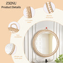 round decorative rattan hanging wall mirror
