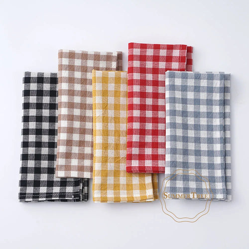 Serviette de table coton motif vichy 42x42 lavable - vue 5 sur 7