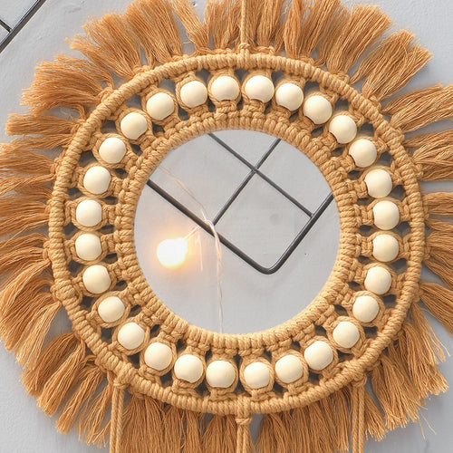 hand woven decorative round wall mirrors for home - vue 4 sur 8