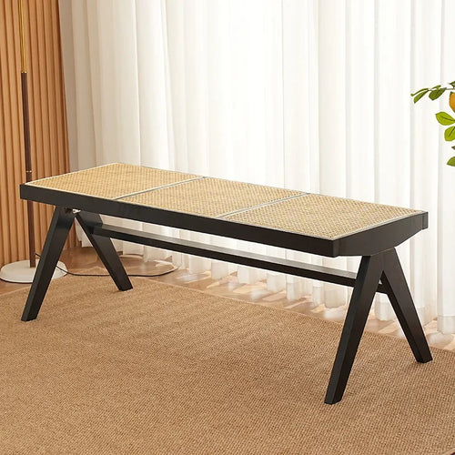solid rattan bench for versatile and modern use - vue 13 sur 17