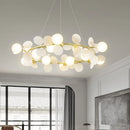 Modern glass chandelier with golden grape design pendant lights