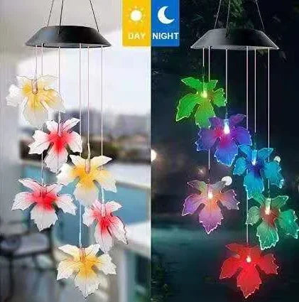 Colour-changing LED solar lamp with crystal ball and butterfly for garden - vue 8 sur 12