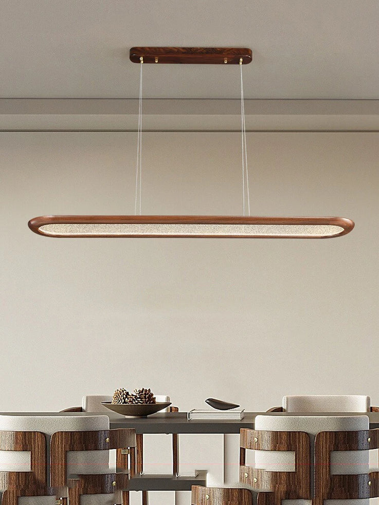 Modern walnut pendant light with decorative LED for bar