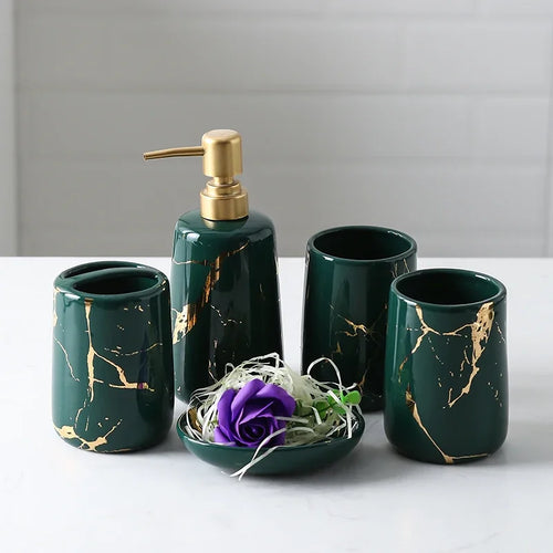 decorative ceramic bathroom set with accessories - vue 18 sur 24
