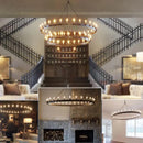 Round retro American style iron LED chandelier
