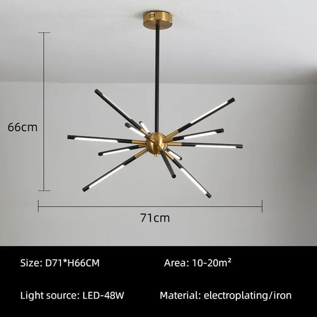 lustre vintage design spoutnik à branches en fer