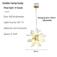 Modern ceramic chandelier with flower petals and LED light