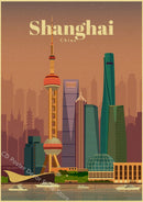 Retro world cities poster for wall decoration
