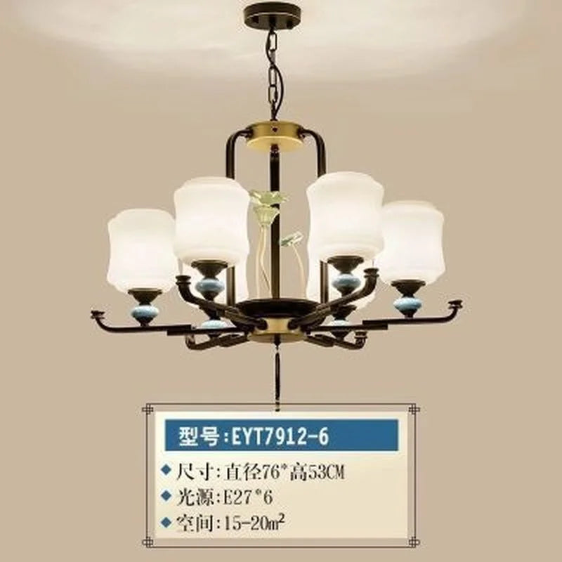 Chinese retro chandelier for elegant and cosy lighting - vue 11 sur 21