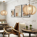 Fabric and wood pendant light for shop and hotel