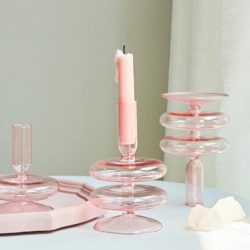 Glass taper candle holders for wedding table decoration - vue 4 sur 32