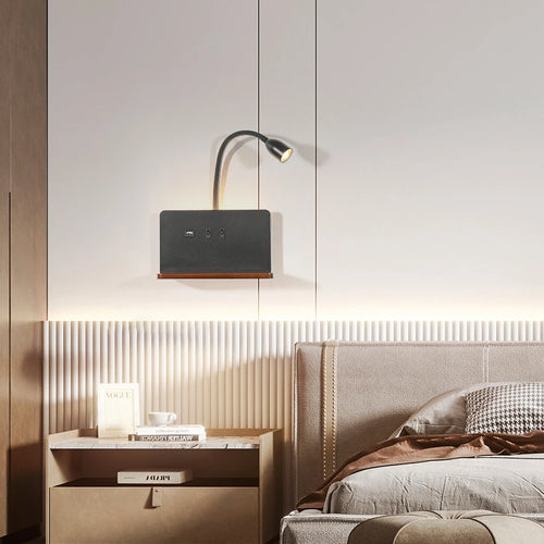 Indoor LED wall lamp with USB interface and wireless charging - vue 5 sur 8