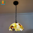 European style art glass maple leaf pendant light for restaurant