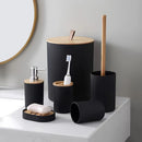 6-piece plastic and bamboo bathroom storage set