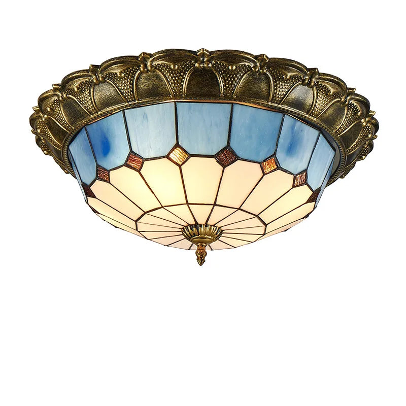 Classic stained glass LED ceiling light for decorative indoor lighting