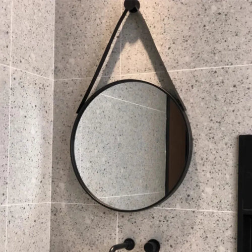 round gold wall mirror for bathroom and hairdressing - vue 7 sur 18