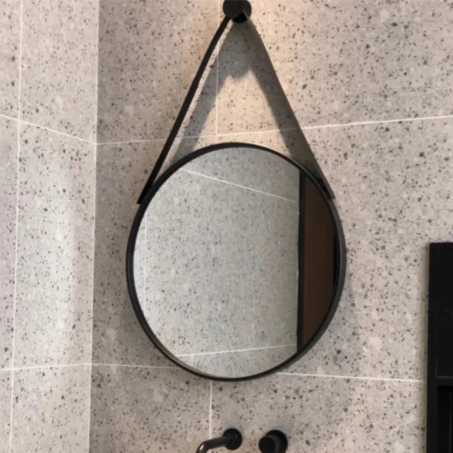 round gold wall mirror for bathroom and hairdressing - vue 6 sur 18