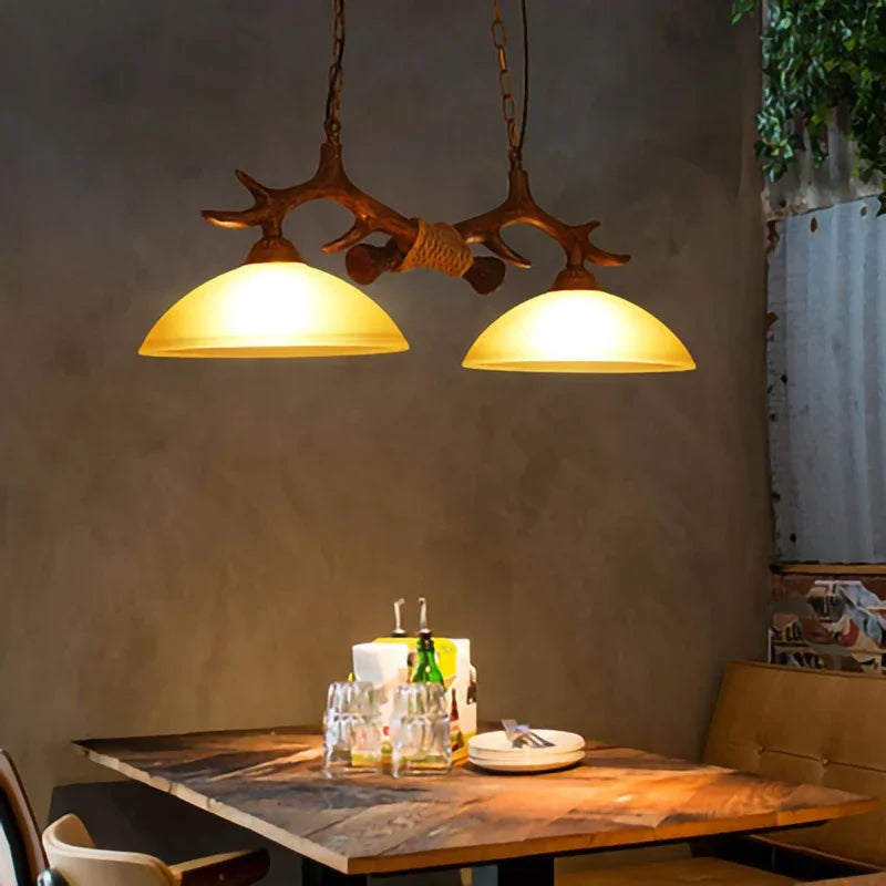 Vintage wooden pendant light with decorative LED
