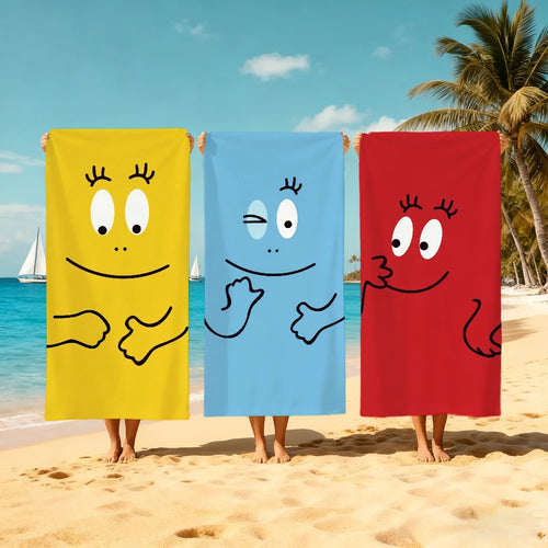 Barbapapa cartoon beach towel with playful design - vue 3 sur 7