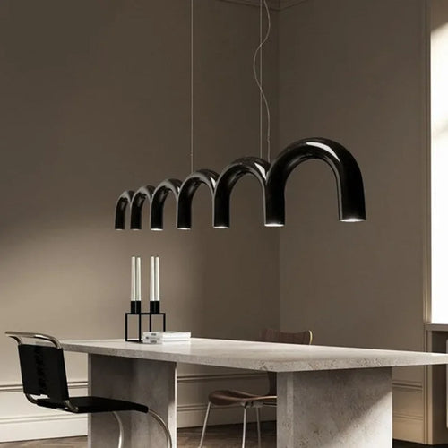 Modern minimalist LED chandelier for dining and kitchen tables - vue 2 sur 14
