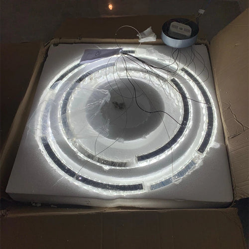 Nordic crystal stainless steel mirror LED chandelier for indoor use - vue 7 sur 12