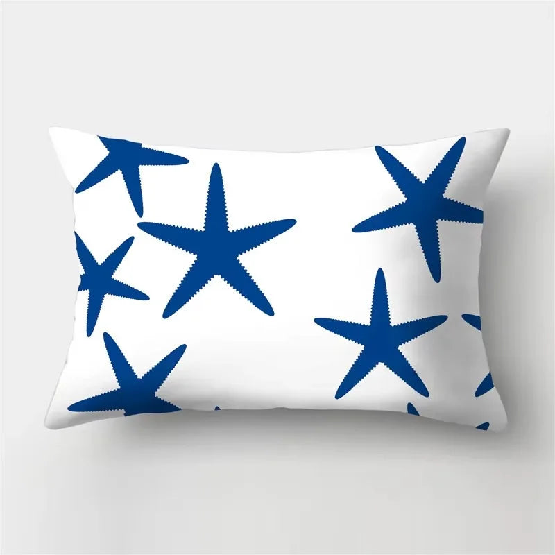 Rectangular cushion cover blue sea animals 30x50 cm