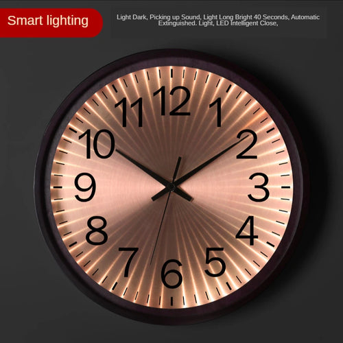 modern design wall clock in golden wood silent and creative - vue 19 sur 19