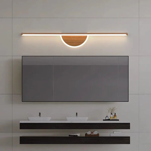 Modern LED wall light with wood grain for interior decor - vue 3 sur 21