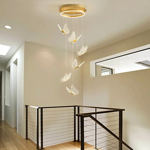 Nordic transparent butterfly LED chandelier - vue 3 sur 17