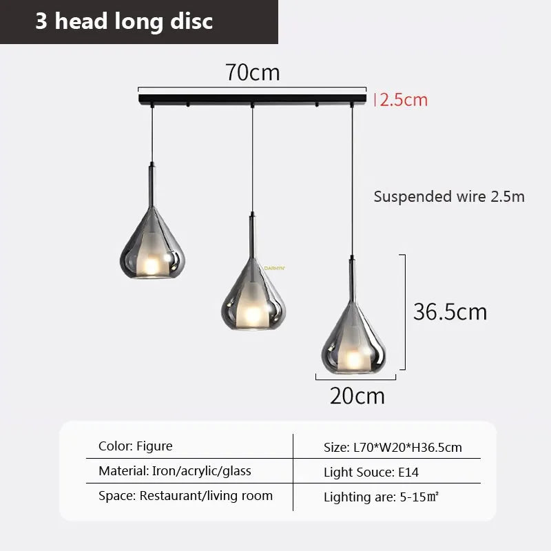 Multi-head glass pendant light for modern interiors - vue 22 sur 23