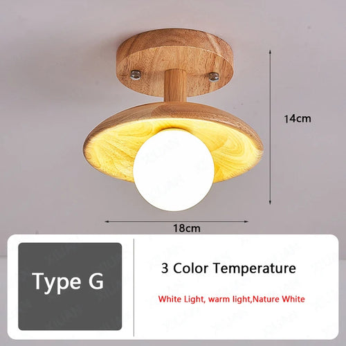 Nordic wood ceiling light for hallway, entrance, balcony, corridor or cloakroom – LED, 3 colour temperatures - vue 15 sur 14