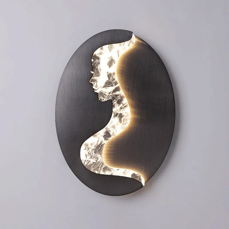 Abstract girl face luxury LED wall light art decor