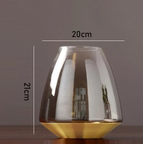 modern glass vase with metal base for floral decoration - vue 7 sur 9