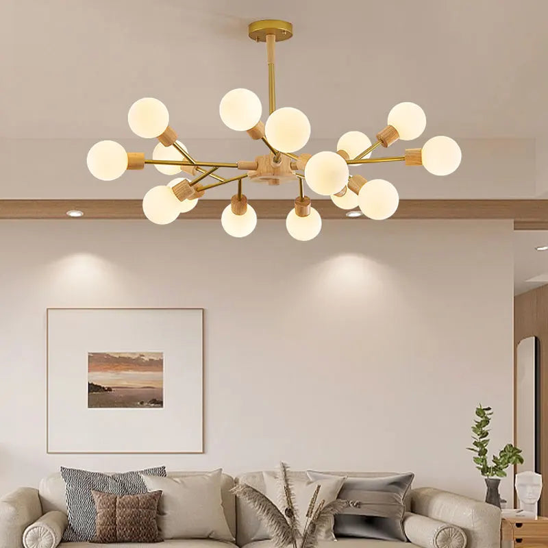 Nordic wood LED chandelier for modern interior decor