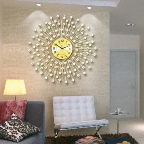 European design silent metal creative wall clock - vue 4 sur 9