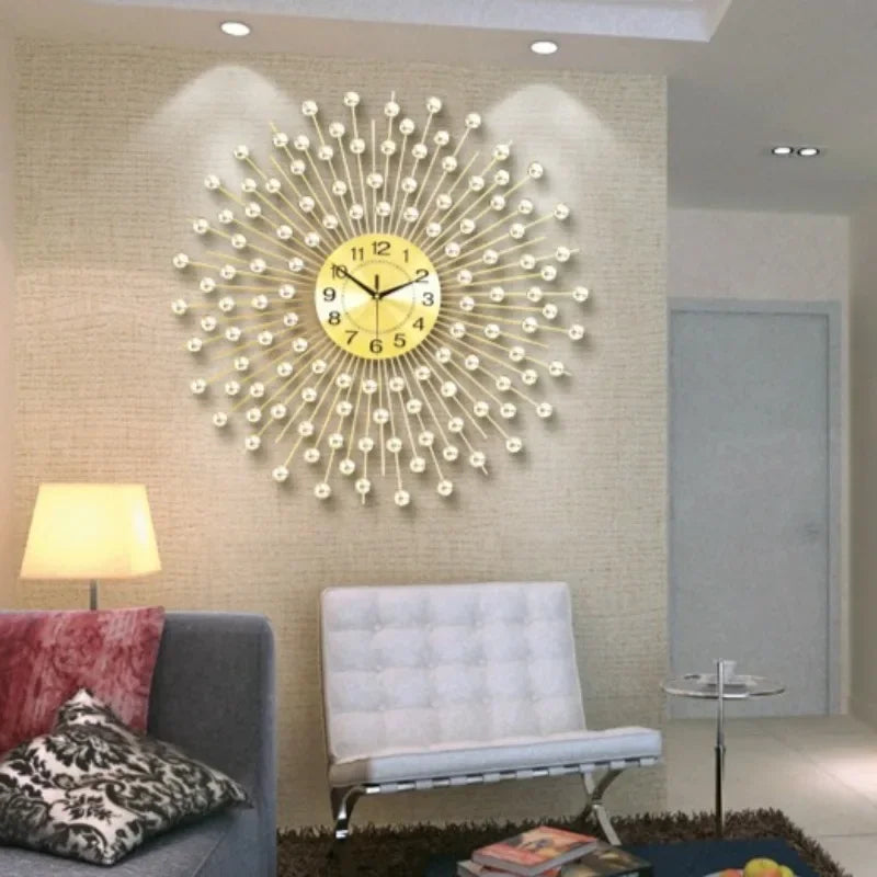 European design silent metal creative wall clock - vue 3 sur 9