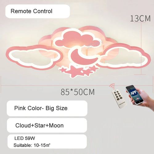 Modern LED moon, star and cloud chandelier for children - vue 13 sur 25