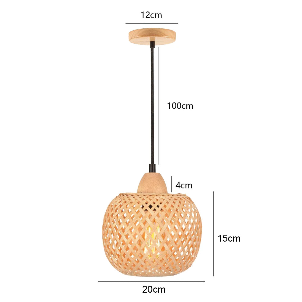 Handwoven bamboo chandelier with integrated LED - vue 12 sur 16