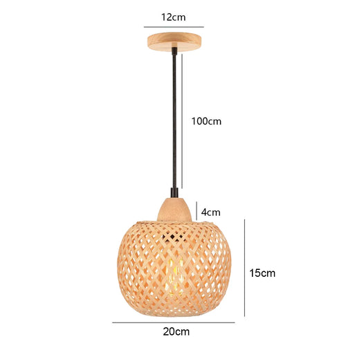 Handwoven bamboo chandelier with integrated LED - vue 12 sur 16