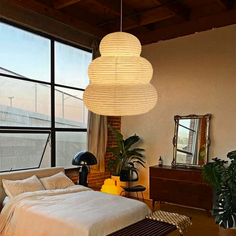 Noguchi Yong Akari Wabi-sabi Japanese rice paper pendant light