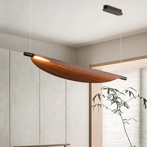 Japanese walnut wood chandelier retro style for interior decoration - vue 3 sur 10