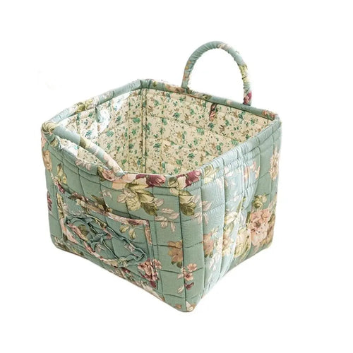 Pastoral style washable fabric storage basket stackable multi-use - vue 14 sur 16