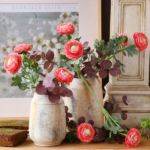 Silk artificial buttercup flower heads for wedding decoration - vue 3 sur 10