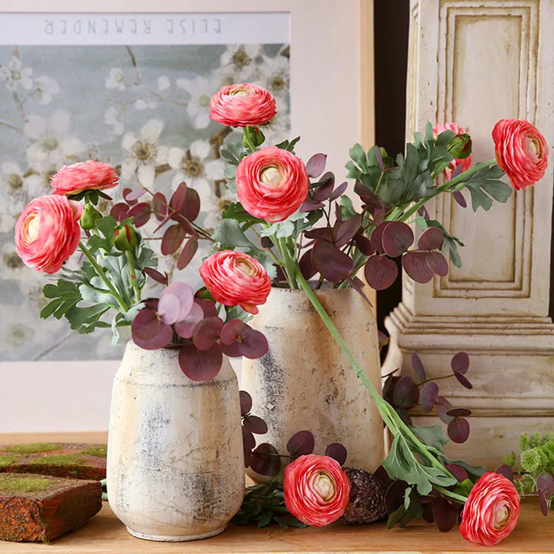 Silk artificial buttercup flower heads for wedding decoration