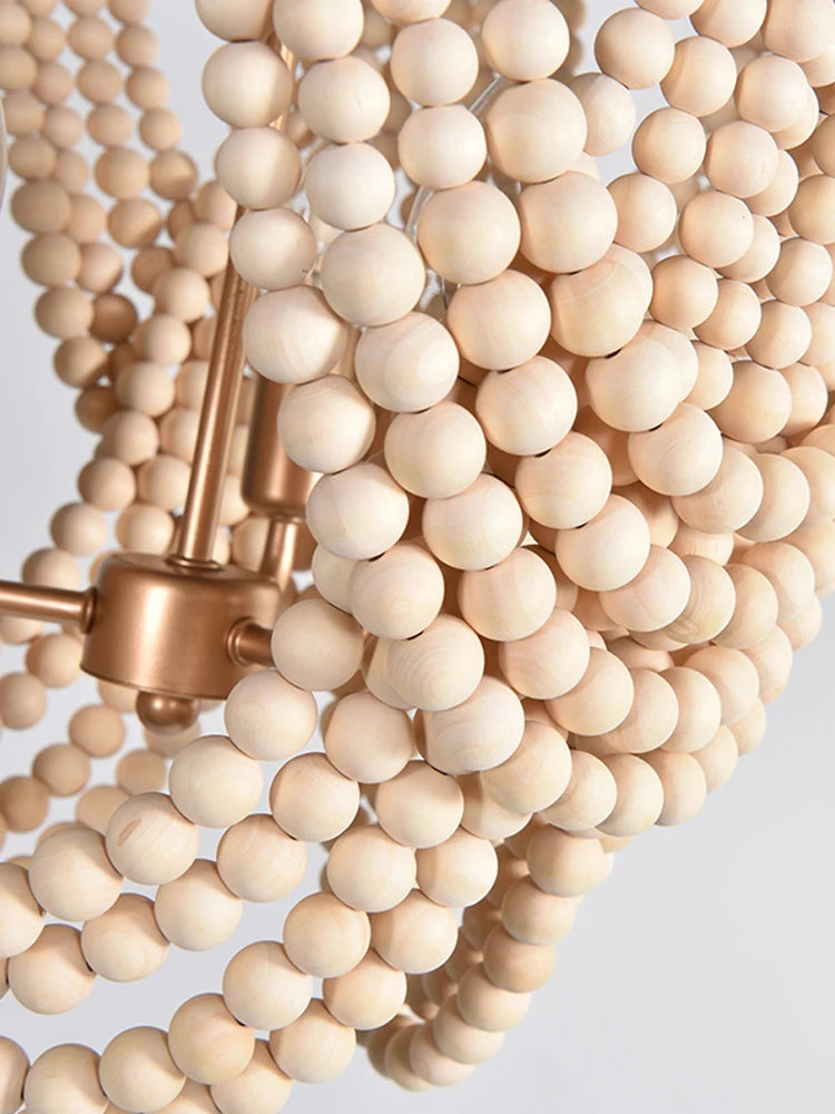 Retro wooden bead chandelier for interior decoration