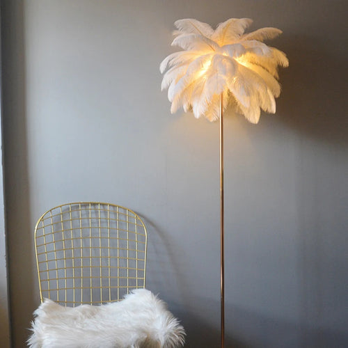 Romantic art deco feather floor lamp with 3 colour settings - vue 4 sur 9