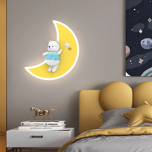 White bear wall light moon lamp for children's bedroom - vue 2 sur 7