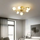 Modern gold copper ceiling light with glass ball and LED