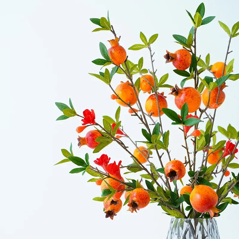 Artificial green plant with 5 pomegranate heads for interior decoration - vue 6 sur 8